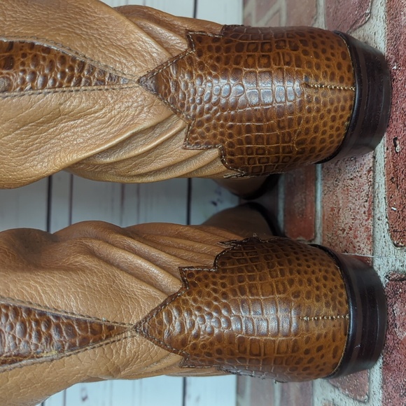 Vintage Etienne Aigner Designer Croc Alligator Leather 80's Women's Boots 8.5 - Picture 13 of 16